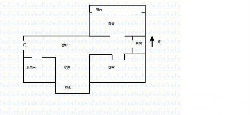 五塘村3室2厅1卫86㎡户型图