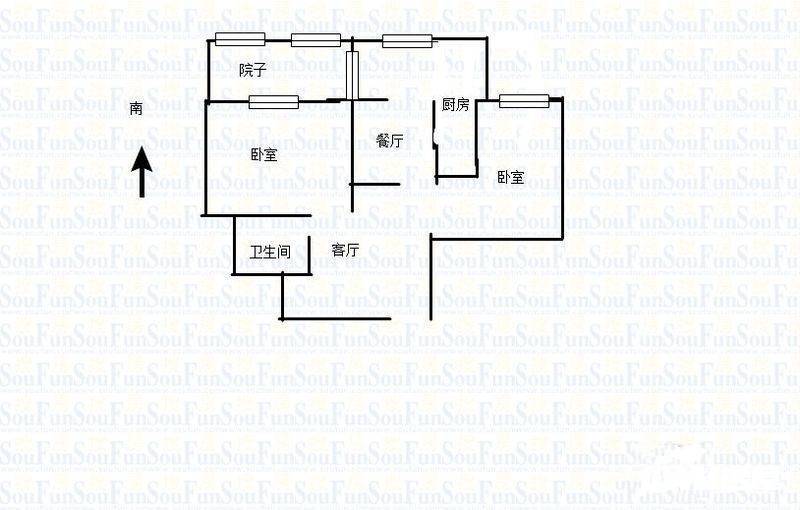 五塘村2室1厅1卫47㎡户型图