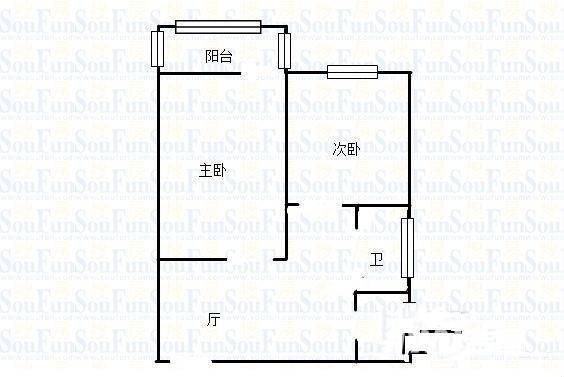 弓箭坊2室1厅1卫72㎡户型图