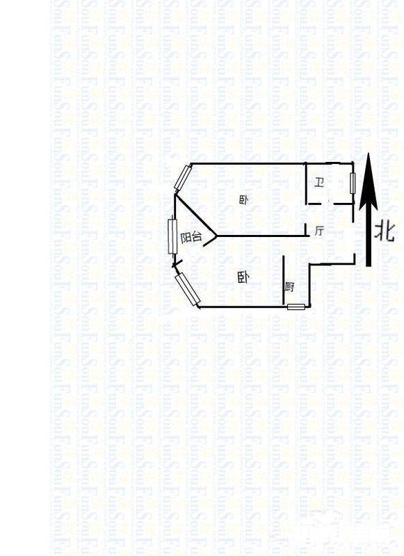 弓箭坊2室1厅1卫75㎡户型图