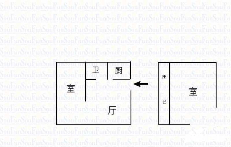 弓箭坊2室1厅1卫72㎡户型图