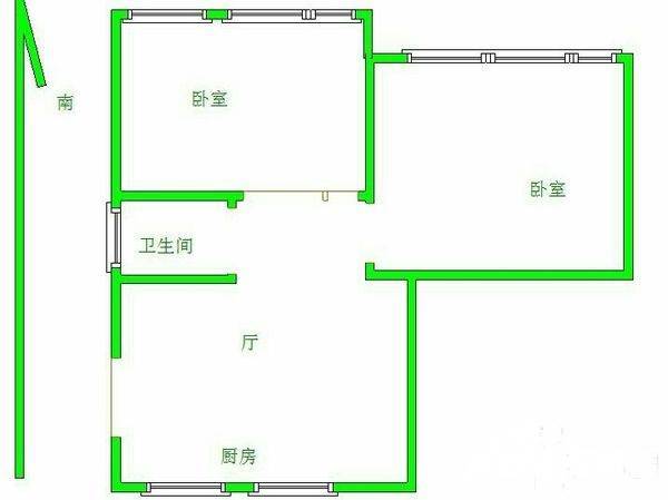 天地花园2室1厅1卫63㎡户型图