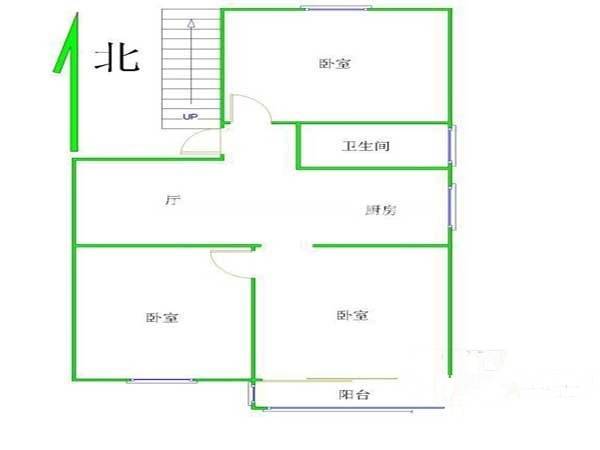 璇子巷住宅3室1厅1卫61㎡户型图