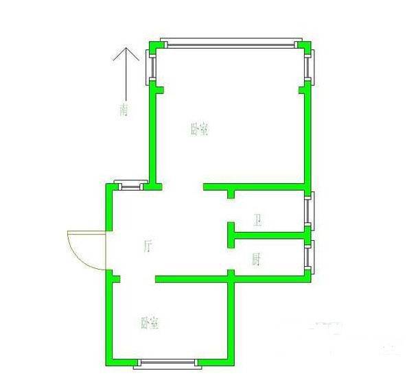 丰富路小区2室1厅1卫52㎡户型图