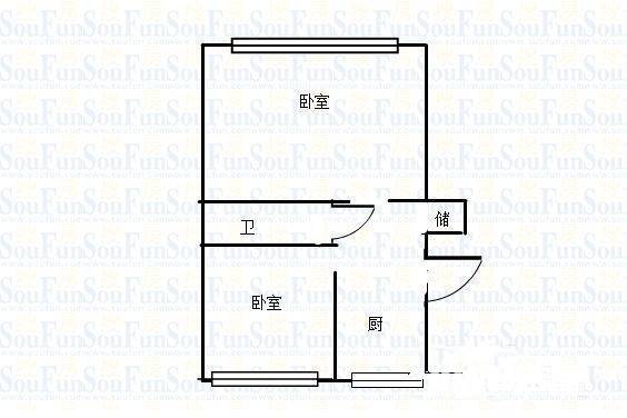 丰富路小区2室1厅1卫52㎡户型图