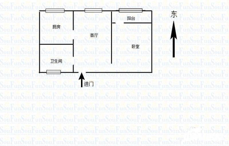 丰富路小区1室1厅1卫40㎡户型图