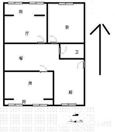 丰富路小区2室1厅1卫52㎡户型图