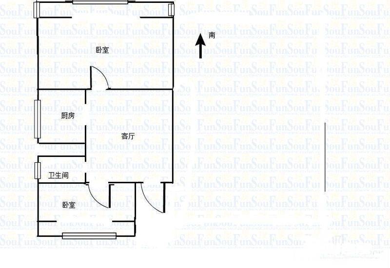 丰富路小区2室1厅1卫52㎡户型图