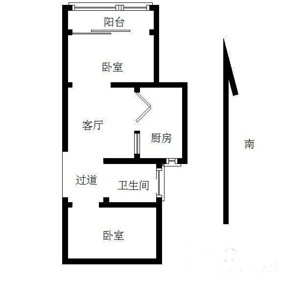 丰富路小区2室1厅1卫52㎡户型图