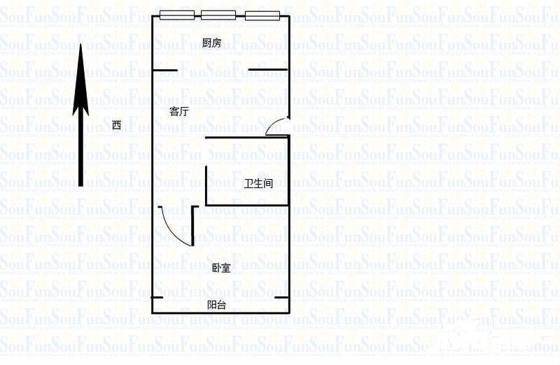 象房村1室1厅1卫43㎡户型图