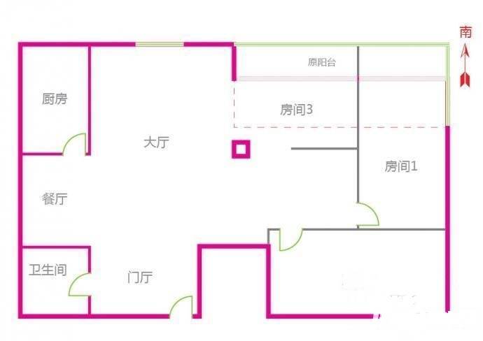 大锏银巷3室2厅1卫103㎡户型图