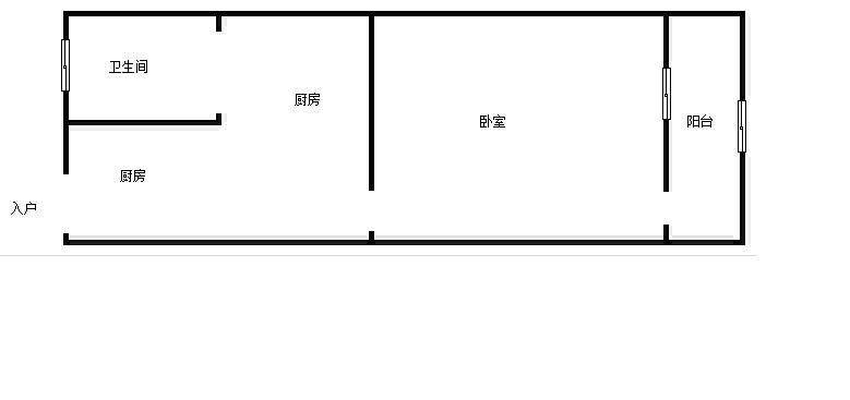 白下路住宅1室1厅1卫48㎡户型图