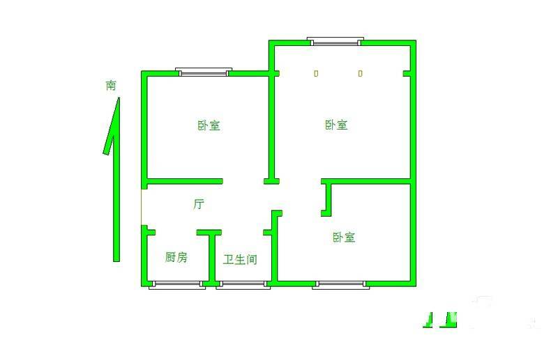 白下路住宅2室2厅1卫76㎡户型图