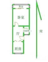 上海路209号1室1厅1卫42㎡户型图