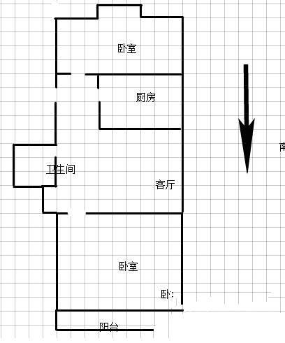 五塘村88号2室1厅1卫69㎡户型图