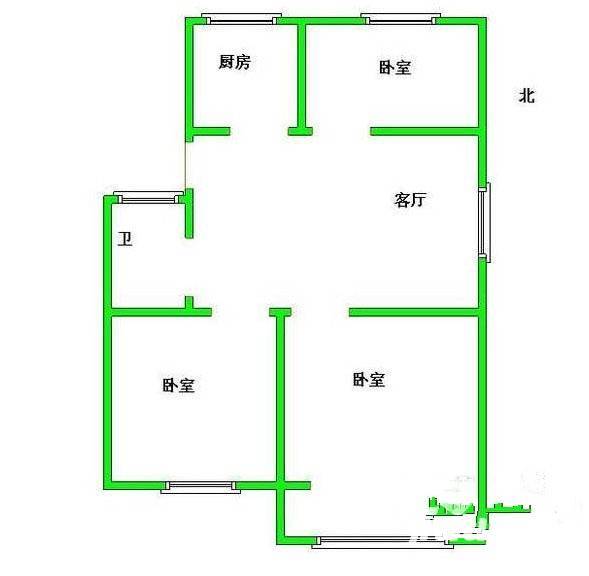 康安里3室2厅1卫93㎡户型图