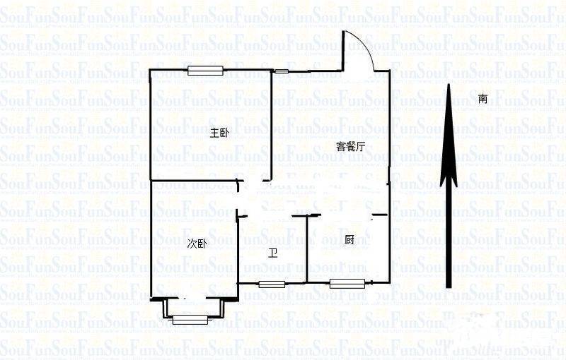 中青大厦公寓2室1厅1卫59㎡户型图