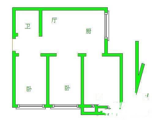 丁官营3室1厅1卫60㎡户型图