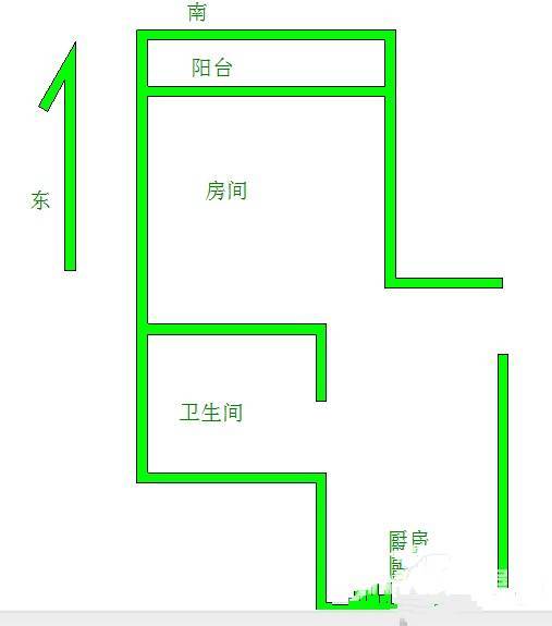 丁官营1室1厅1卫36㎡户型图