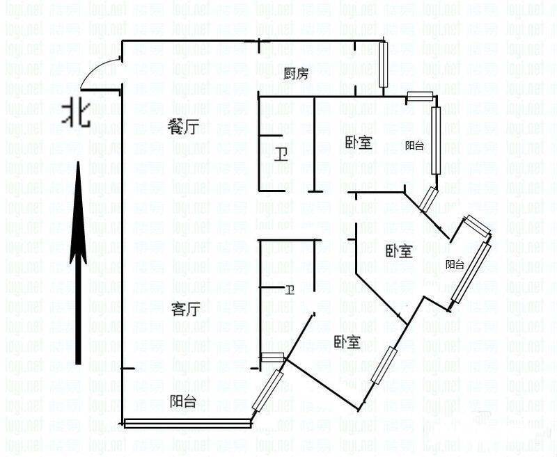 商会大厦3室2厅2卫150㎡户型图