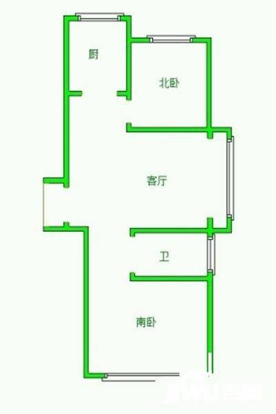 兴贤佳园2室1厅1卫65㎡户型图