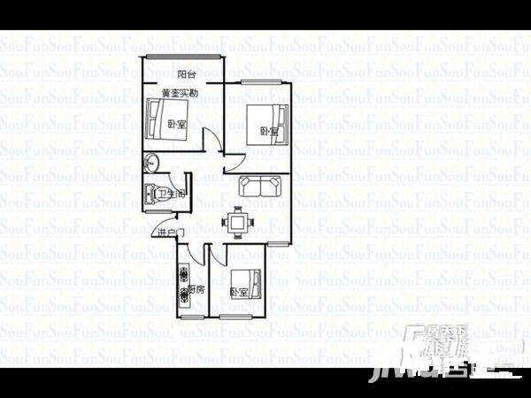 兴贤佳园2室2厅1卫71㎡户型图