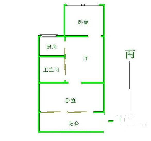 罗汉巷住宅2室1厅1卫59㎡户型图