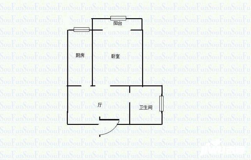 月苑一村1室1厅1卫40㎡户型图