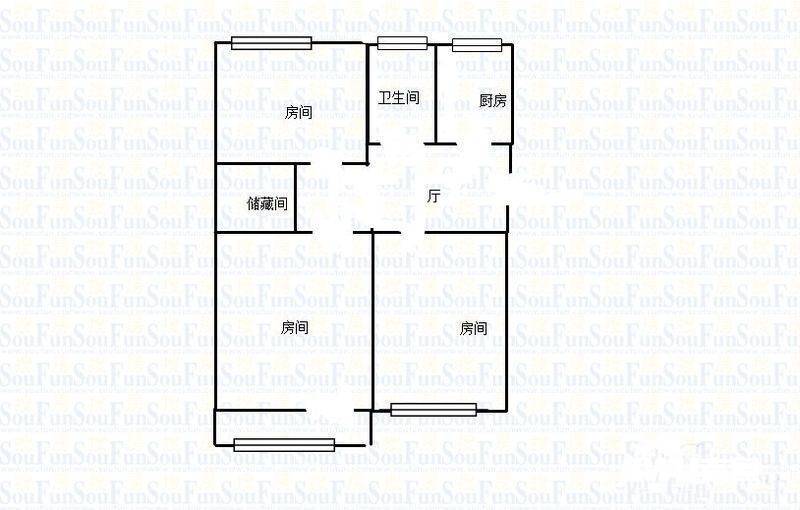 锁金村3号3室1厅1卫78㎡户型图