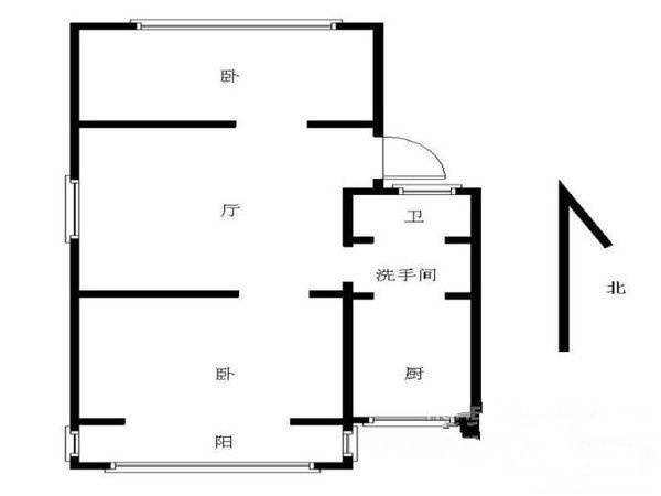 虹苑新寓2室1厅1卫62㎡户型图