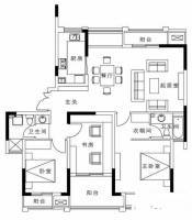 苏宁睿城3室2厅2卫131.3㎡户型图