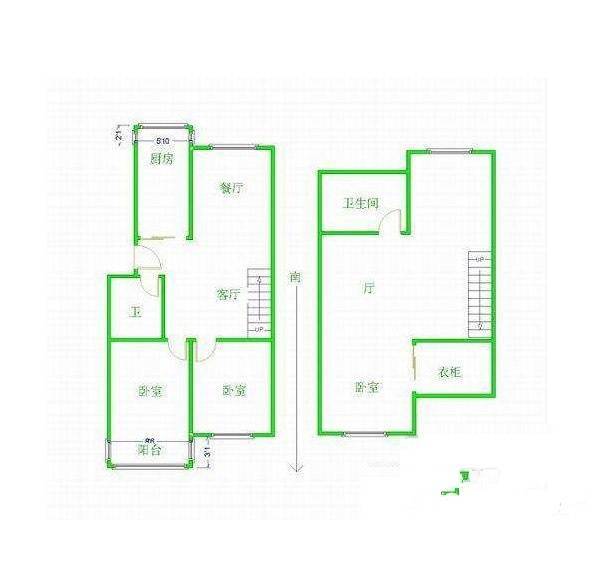 彩虹苑3室2厅2卫120㎡户型图