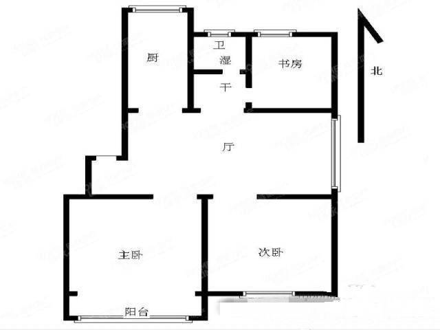 彩虹苑3室2厅1卫97㎡户型图