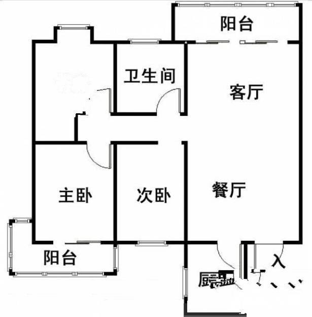 双和园3室2厅1卫116㎡户型图