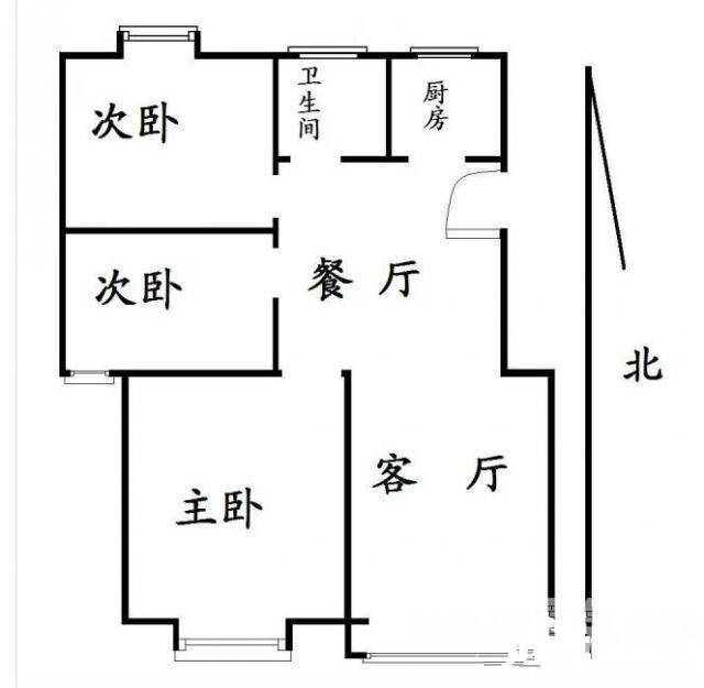 双和园3室2厅1卫116㎡户型图