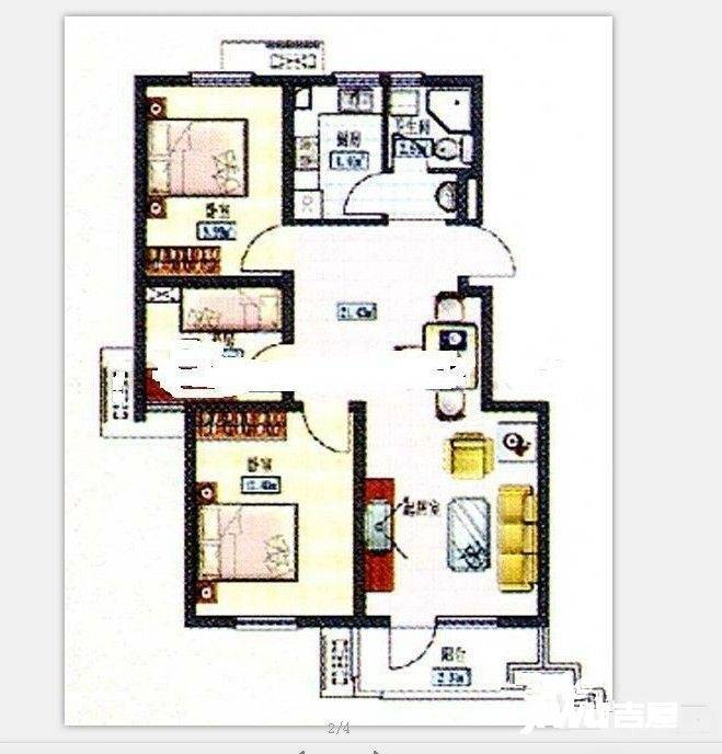 双和园3室2厅1卫95㎡户型图