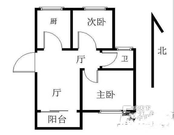 碧瑶花园一期2室2厅1卫93㎡户型图