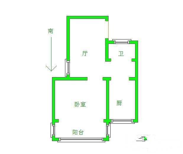 百水芊城1室1厅1卫43㎡户型图