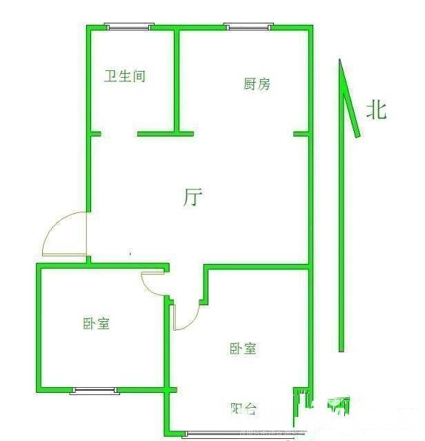 东井村3号2室1厅1卫60㎡户型图