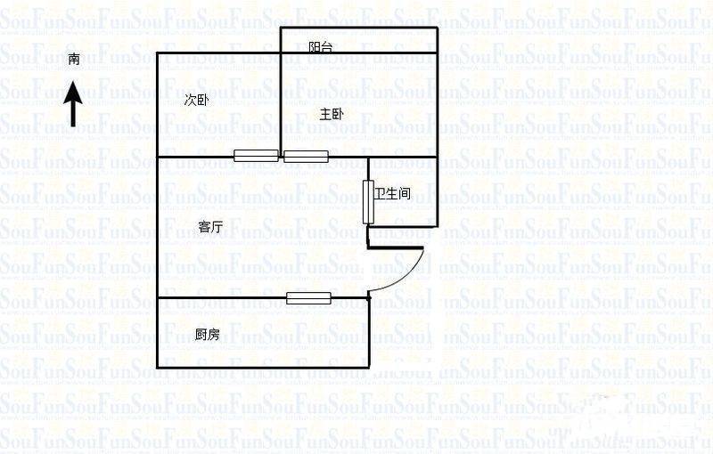 高家村2室1厅1卫55㎡户型图