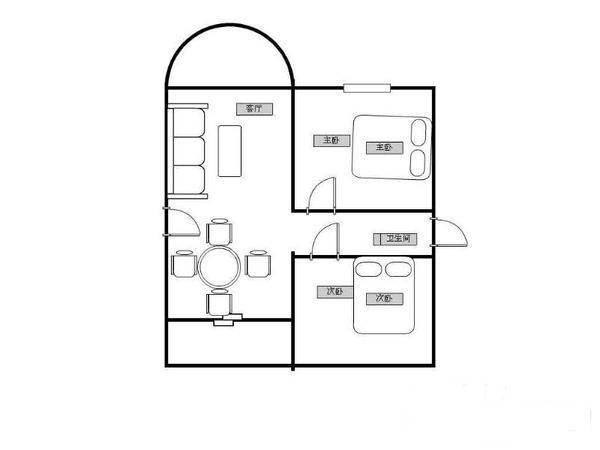 清新家园2室2厅1卫91㎡户型图