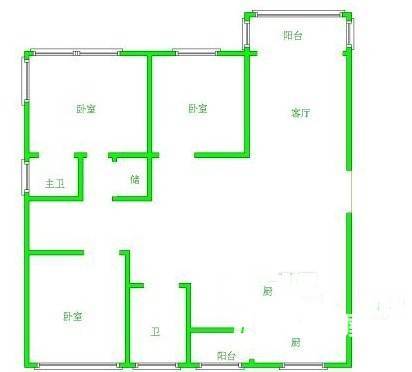 清新家园3室2厅2卫118㎡户型图