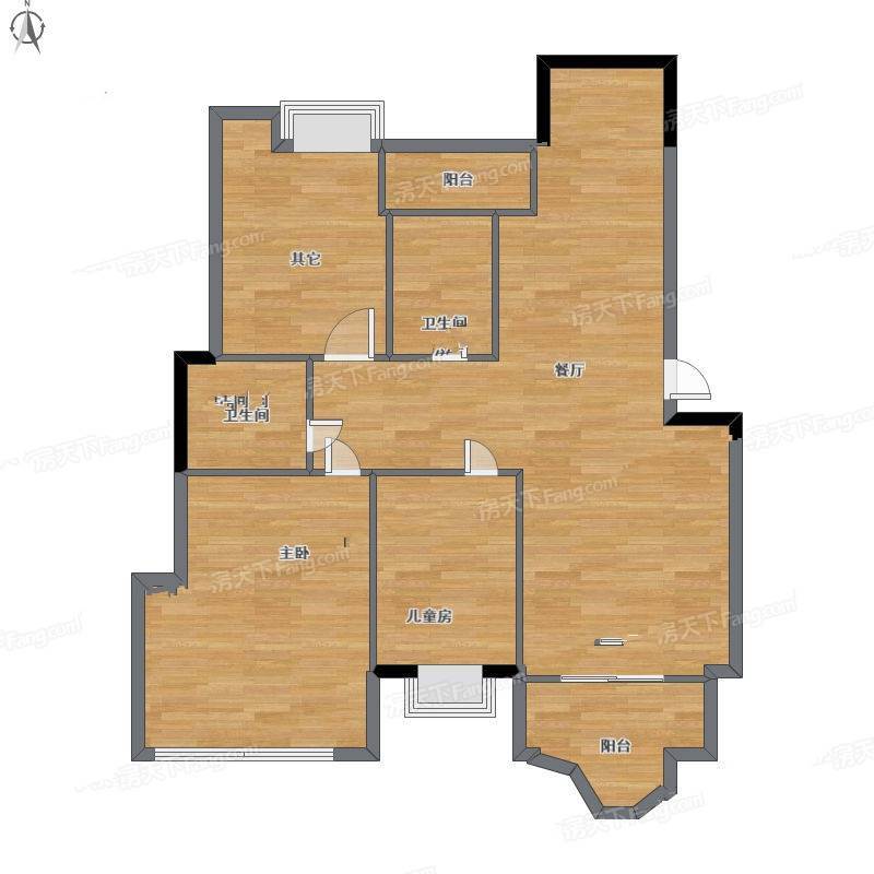 清新家园3室1厅0卫102㎡户型图