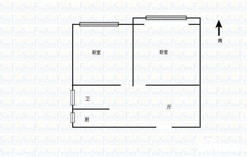 陶李王巷小区2室1厅1卫62㎡户型图