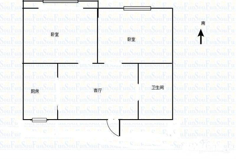 陶李王巷小区2室1厅1卫62㎡户型图