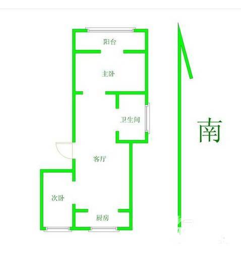 陶李王巷小区2室1厅1卫62㎡户型图