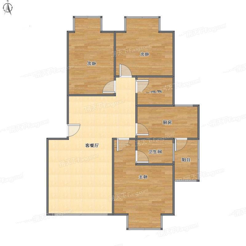 苜军路住宅3室2厅0卫108㎡户型图