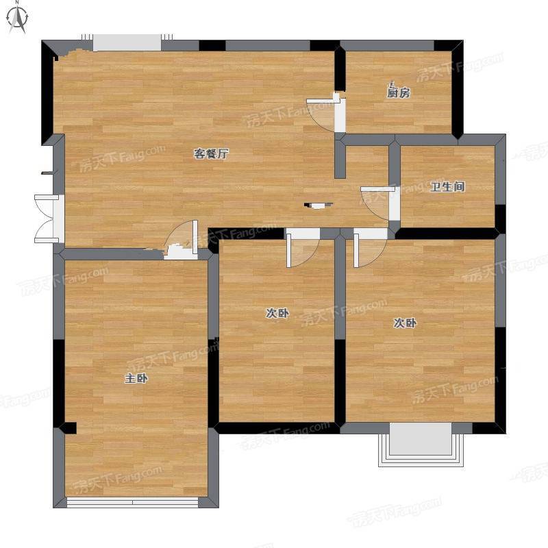 福基旭东现代城3室1厅0卫89㎡户型图