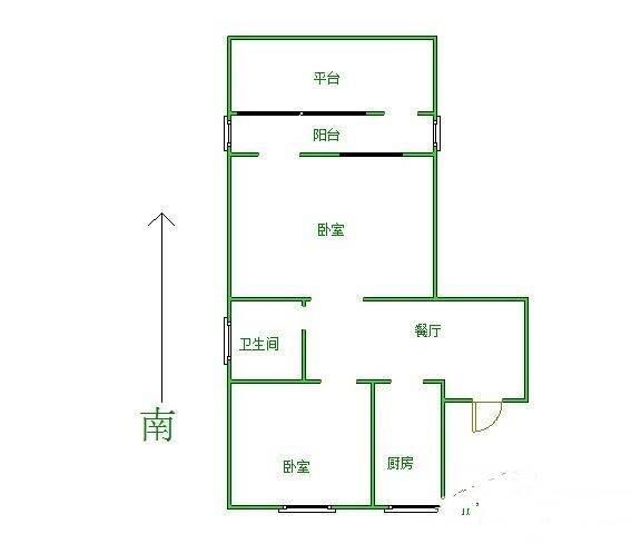 文德里小区2室1厅1卫49㎡户型图