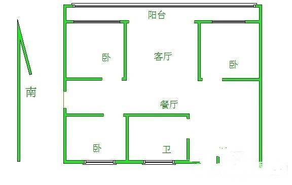 文德里小区3室2厅1卫125㎡户型图